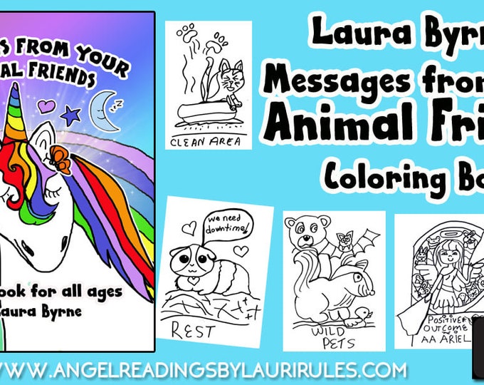 Coloring Book For All Ages Digital Download  /The Messages From Your Animal Friends ,Children and Adult Coloring Pages