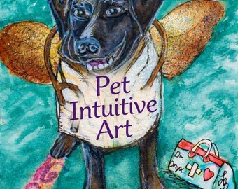Pet Personality Art Piece with 15 Min Voice Recorded Reading. Canvas Paper Size 5.5x8.5, Watercolor,  Art, Painting, Pet Reading