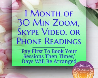 1 Month Of 30 Min Zoom, Skype, or Phone Readings, Angel Readings, Angels, Psychic Reading, Tarot