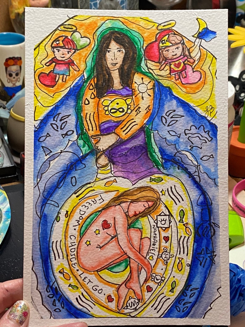 Angels & Guides Intuitive Art Piece with 15 Min Reading included, Choose Size, Watercolor with Mixed Media, Angel Reading image 5