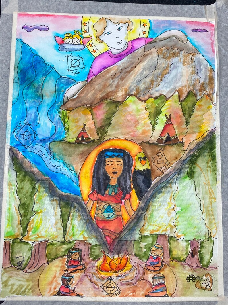 Angels & Guides Intuitive Art Piece with 15 Min Reading included, Choose Size, Watercolor with Mixed Media, Angel Reading image 4