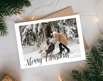 Moderne kerstkaart, kerstkaart met scriptfoto, bewerkbare kerstkaartsjabloon, minimalistische kerstkaart, prachtige kerstfotokaart