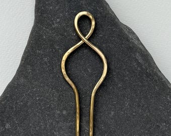 Brass Twist Hairpin, Hammered Hair Stick