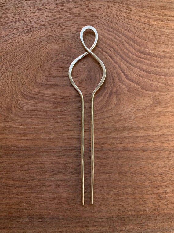 Silver Twist Hair Pin, Nickel Silver Hammered Hair Stick Accessory