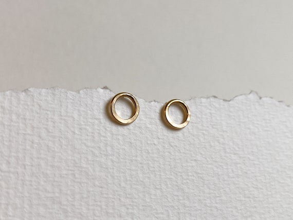 Gold Circle Post Earrings, Open Circle Studs, 14k Gold-fill Jewelry