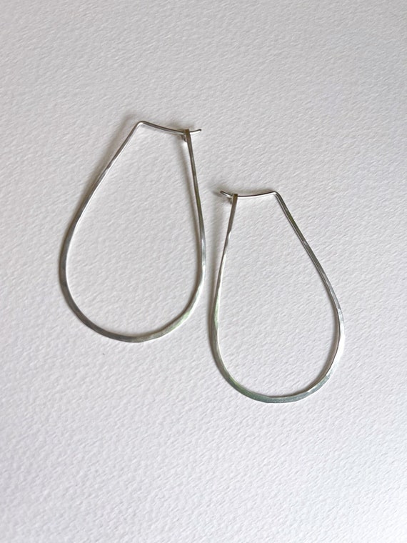 Silver Hoop Earrings, Sterling Silver Oval earrings