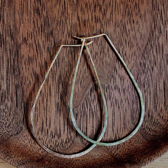 Gold Oval Hoop Earrings, Hammered Lightweight Hoops, Textured 14k gold-fill