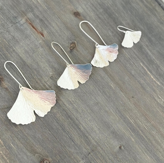 Silver Ginkgo Leaf Earrings