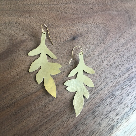 Brass Leaf Earrings