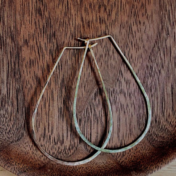 Gold Oval Hoop Earrings, Hammered Lightweight Hoops, Textured 14k gold-fill