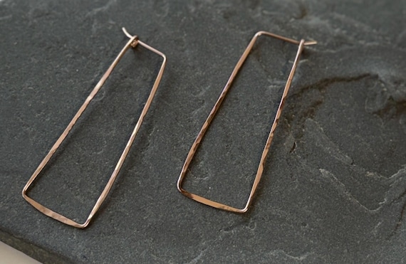 Rose Gold filled Rectangular Hoops
