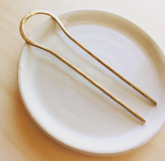 Brass Hair Stick, Midweight Hair Pin, Hammered Brass Hair Pin