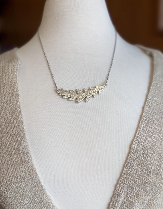 Botanical Pewter Fern Necklace, Modern Pewter Lead Free, Handmade Necklace