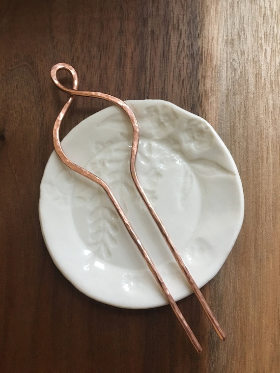 Copper twist Hair Pin, Unique Hand Hammered Copper Hair Stick