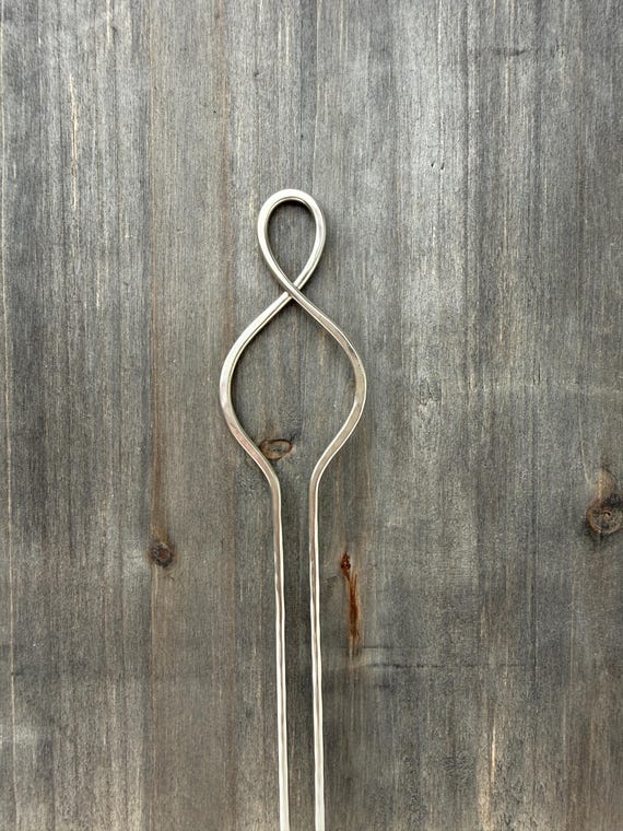 Silver Twist Hairpin, Nickel Silver Hammered Hair Stick