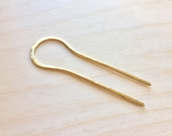 Brass Hair Stick, Midweight Hair Pin, Hammered Brass Hair Pin