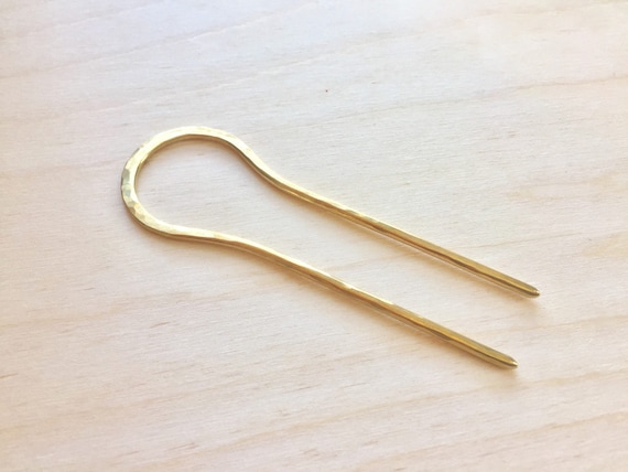 Brass Hair Stick, Midweight Hair Pin, Hammered Brass Hair Pin