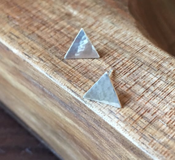 Silver Triangle Post Earrings, Simple Stud Earrings, Minimalist Jewelry