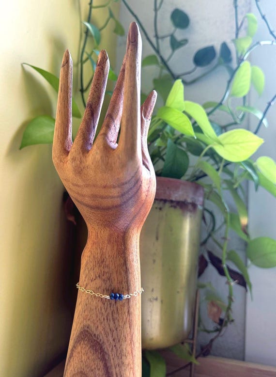 Lapis and 14k gold fill Bracelet, Blue gemstone bracelet