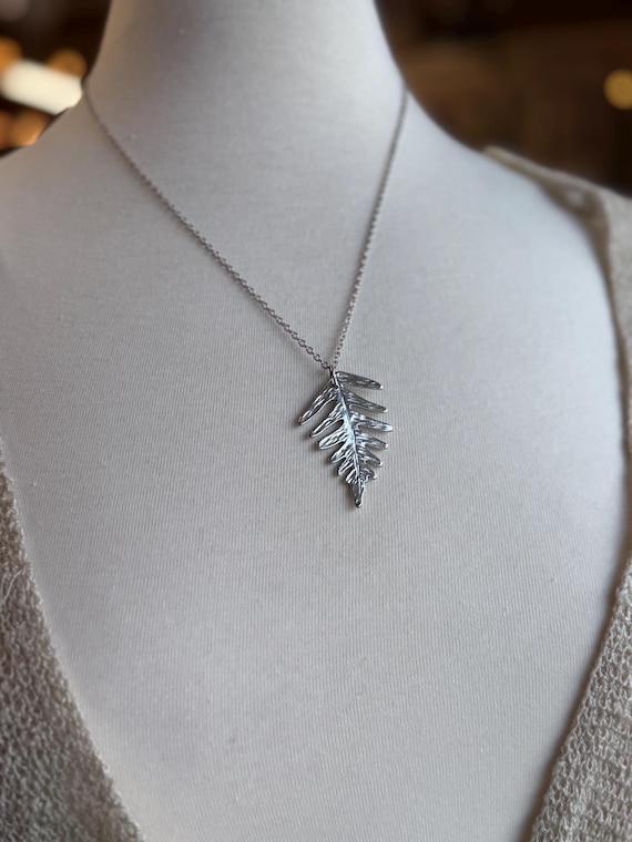 Pewter Fern Necklace, Modern Pewter Lead Free, Handmade Necklace