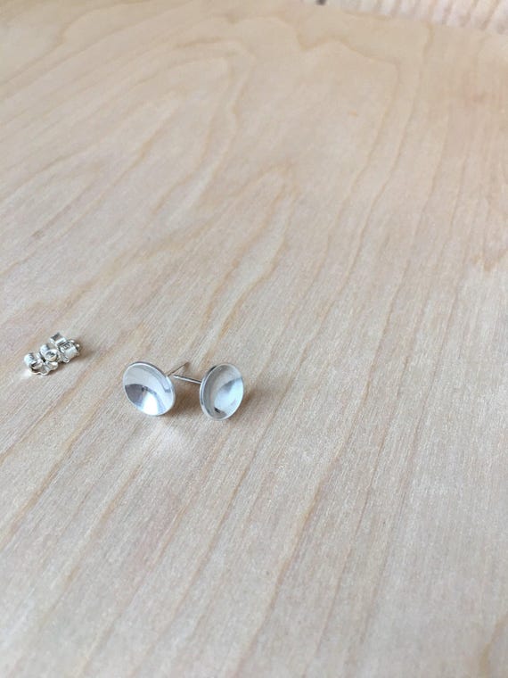 Silver Round Post Earrings, Caved Studs, Sterling Silver Jewelry