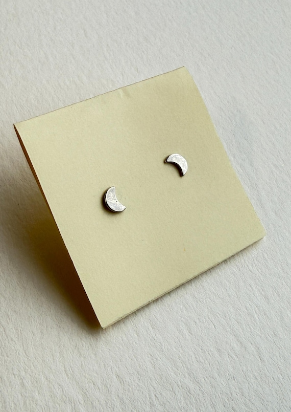Small Crescent Moon Sterling Silver Post Earrings, Sterling Silver Posts