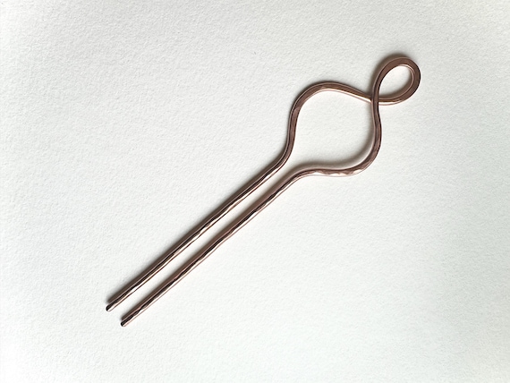 Copper Twist Hair Pin, Handmade Hammered Hair Stick Accessory