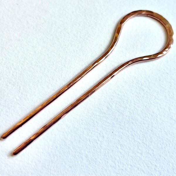 Copper Hair Stick, Midweight Hair Stick, Hand Hammered Copper Hair Pin