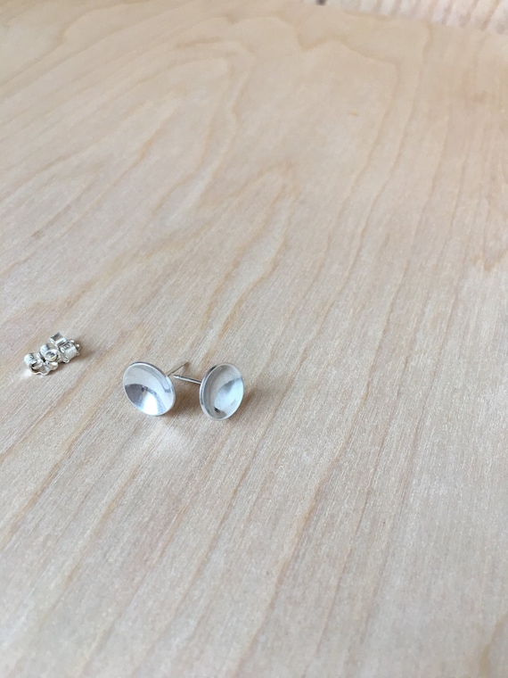 Silver Round Post Earrings, Caved Studs, Sterling Silver Jewelry