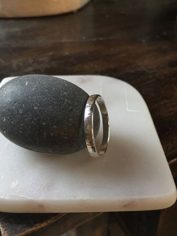 Sterling Silver Thick Band, Silver Hammered Ring, Stacking Ring