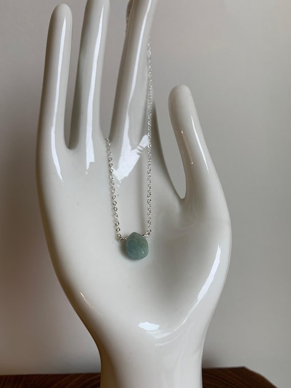 Aquamarine & Sterling Silver Necklace, March Birthstone, Aqua Gemstone Necklace