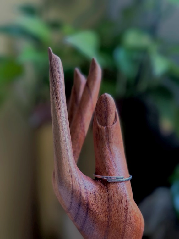 Silver Stacking Ring, Thin silver Band, Hammered Overlap Silver Ring,