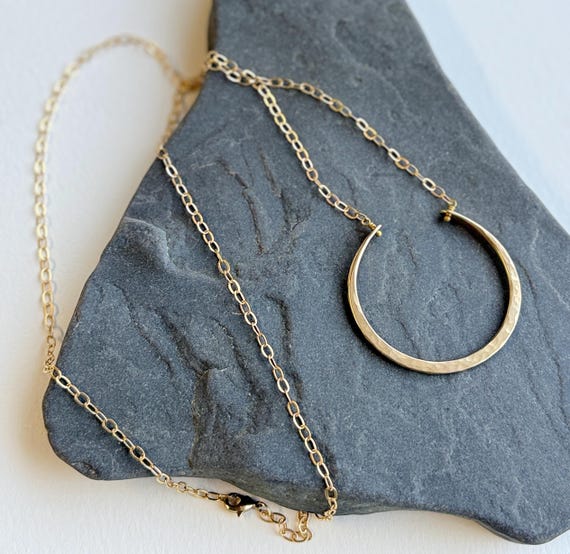 Medium Brass Necklace, Open-Circle Necklace, Statement Piece Jewelry