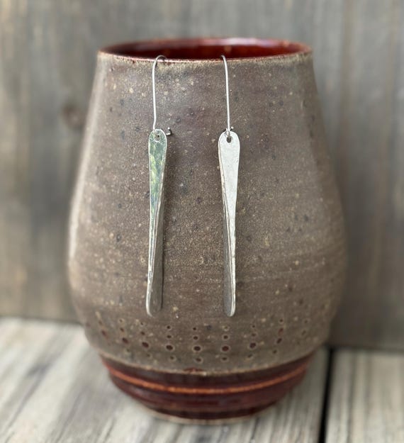 Long Pewter Drop Earrings, Lead Free, Handmade Earrings