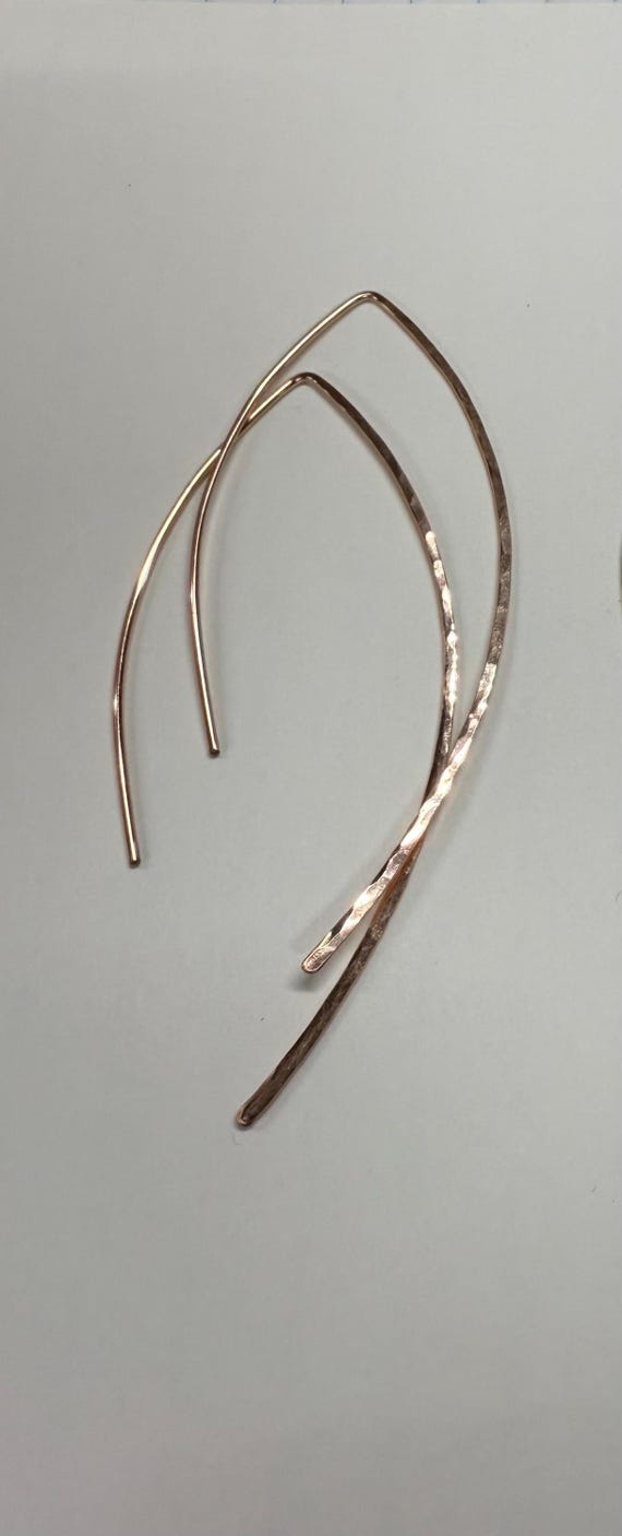 Custom for Marie Rose Gold Line Earrings, Lightweight Hoops, Simple Jewelry