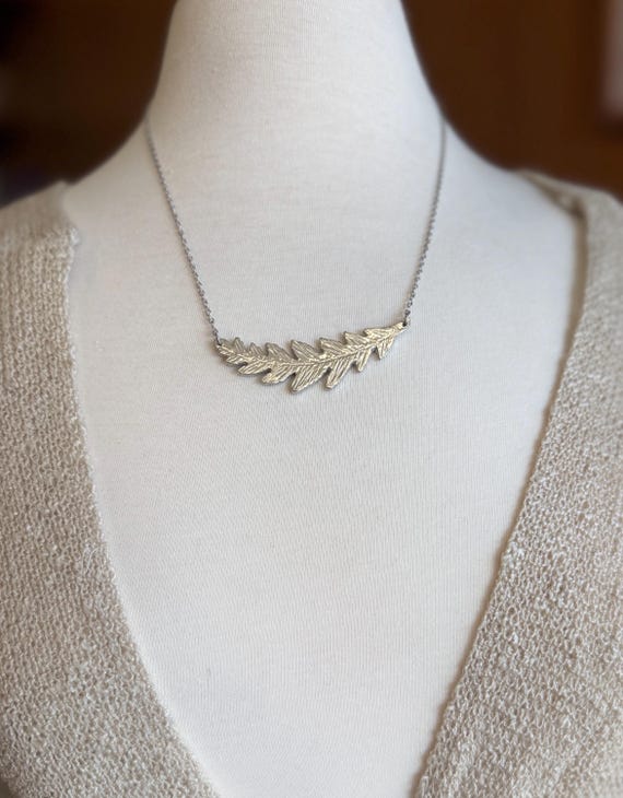 Botanical Pewter Fern Necklace, Modern Pewter Lead Free, Handmade Necklace