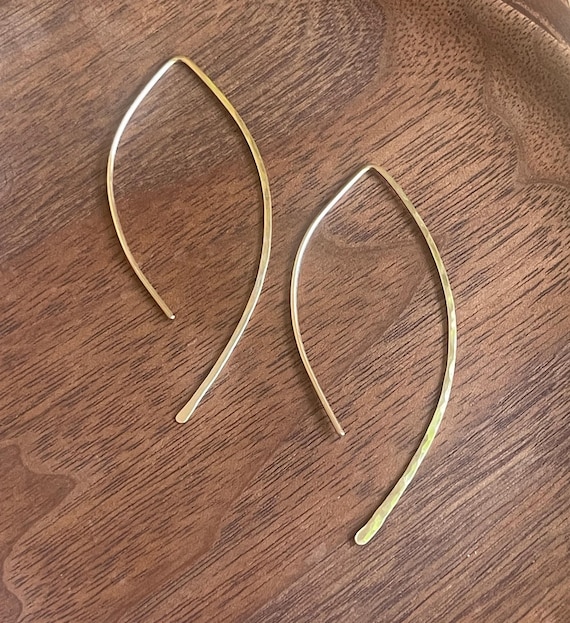 Gold Line Earrings, Lightweight Hoops, Simple Jewelry