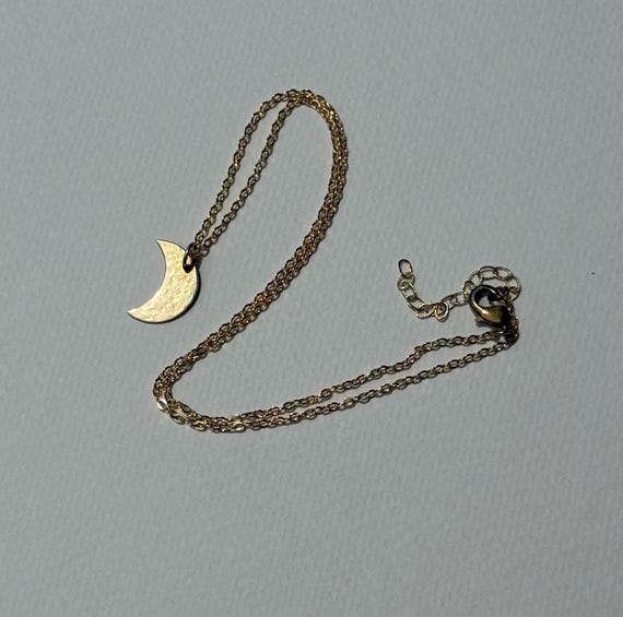 Smallest Brass Moon Necklace, Hammered Handmade Jewelry