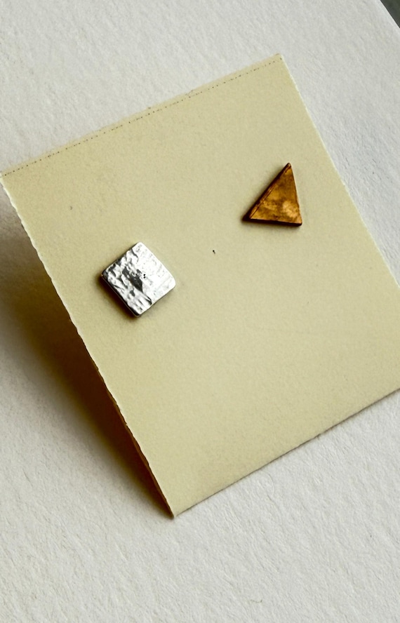 Square and Triangle Post Earrings with Sterling Silver posts