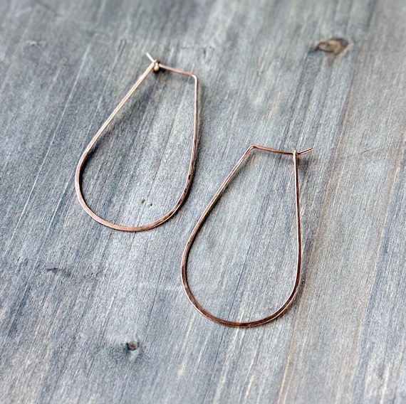 Rose Gold Hoops, Gold-fill Hammered Hoop Earrings, Lightweight Earrings
