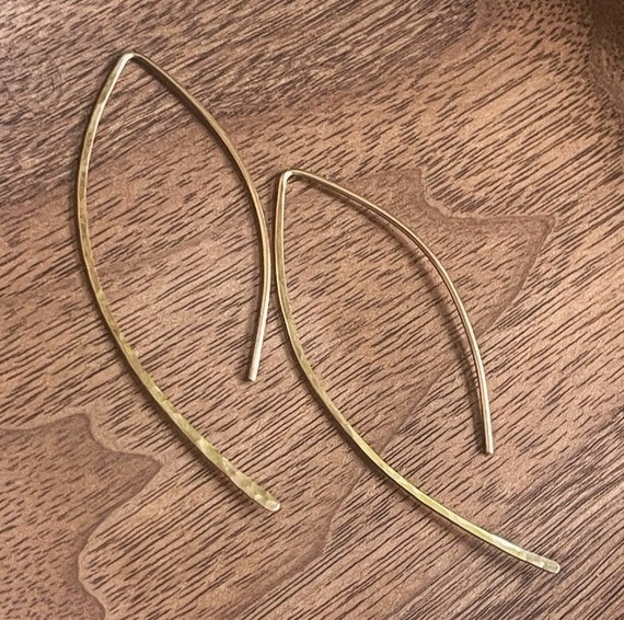 Gold Line Earrings, Lightweight Hoops, Simple Jewelry