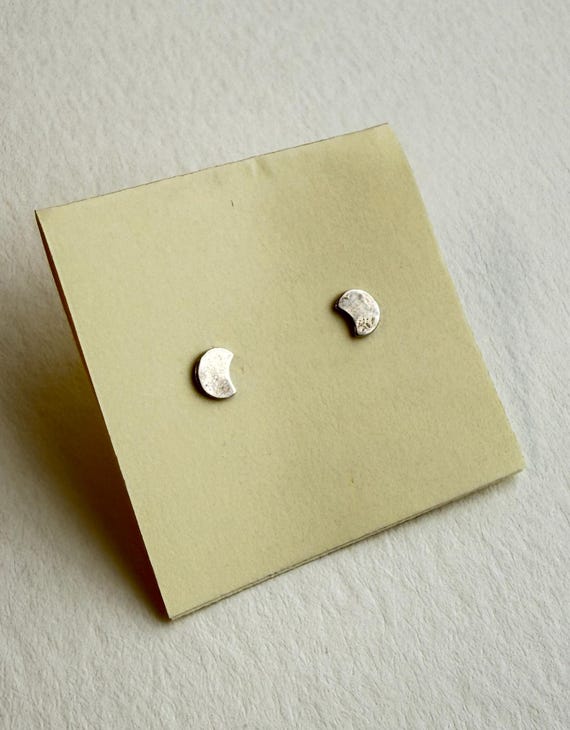 Moon Sterling Silver Post Earrings, Sterling Silver Posts