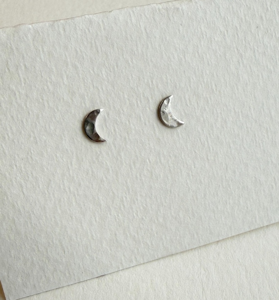 Narrow Crescent Moon Sterling Silver Post Earrings, Sterling Silver Posts