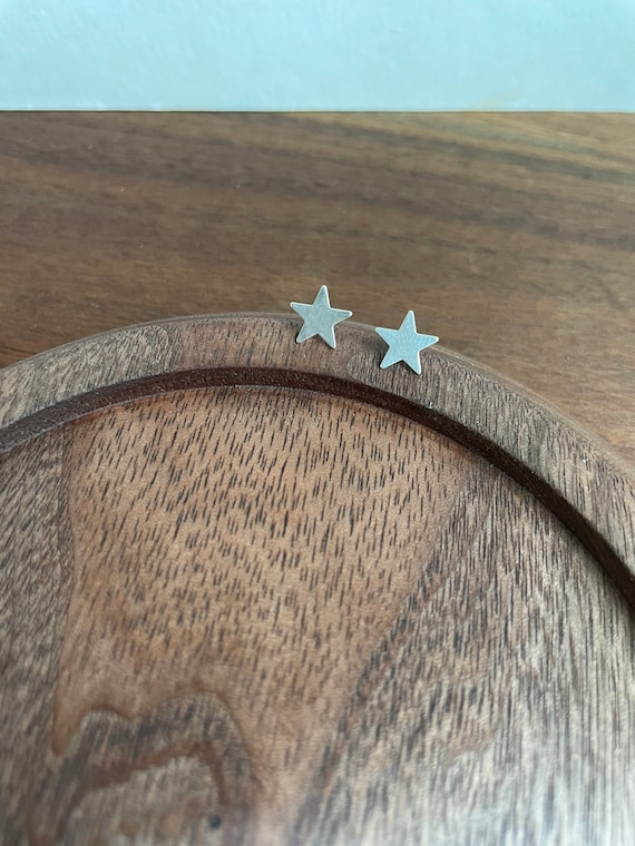 Silver Star Stud Earrings, Sterling Silver Posts, Celestial Jewelry
