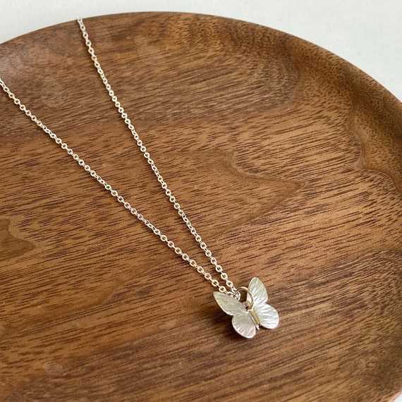 Silver Butterfly necklace, Small pretty pendant, 925, sterling silver, delicate chain.