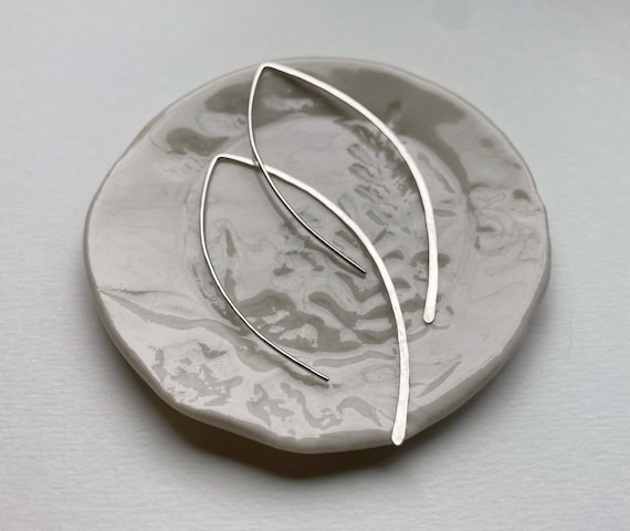 Silver Line Earrings, Lightweight Hoops, Simple Jewelry, sterling silver