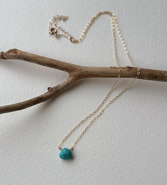 Turquoise & 14k Gold filled Necklace, Natural Blue Turquoise