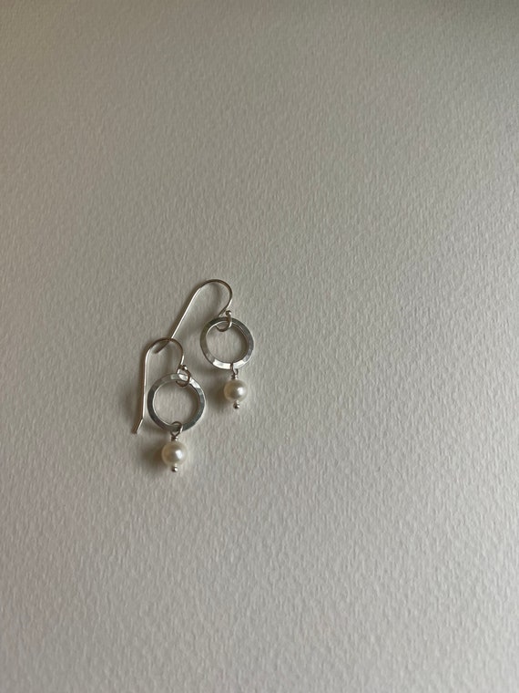 Sterling Silver Circle Earrings with Fresh Water Pearls