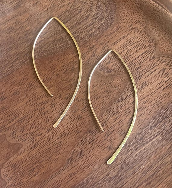 Gold Line Earrings, Lightweight Hoops, Simple Jewelry