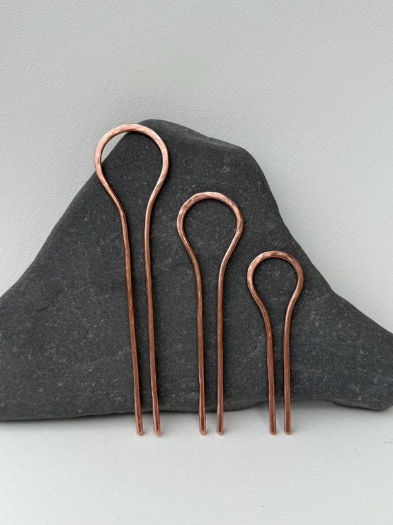 Copper Hairpin, Hammered Hair Stick